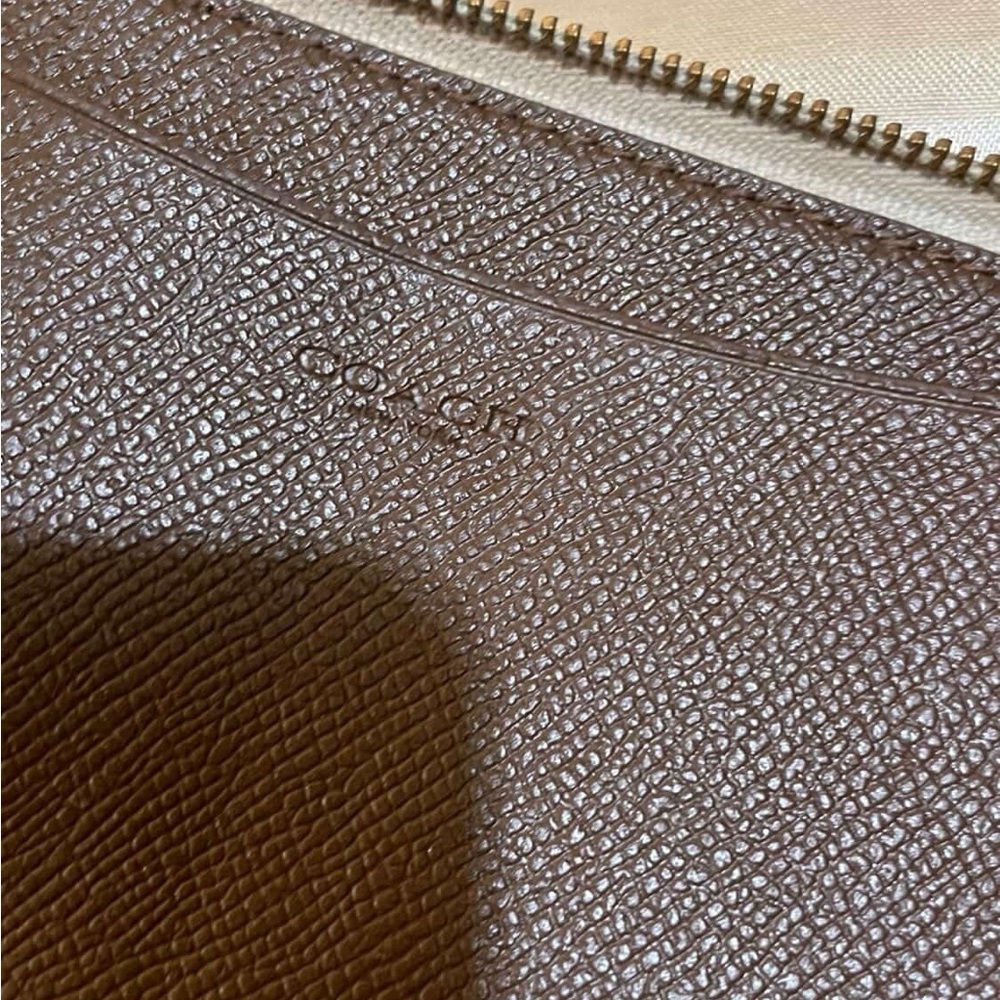 Coach Gold-Logo Pebbled Leather Wristlet in cream color - Picture 5 of 9
